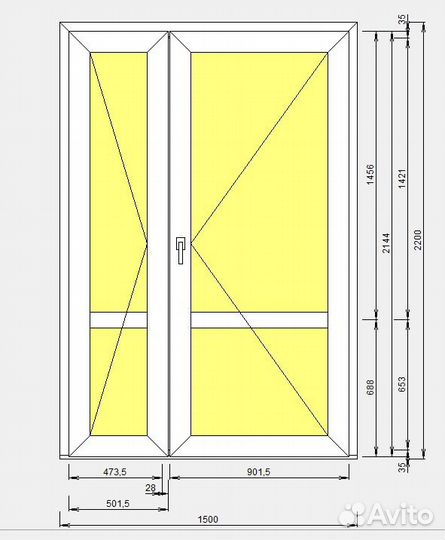 Двери штульповые пвх