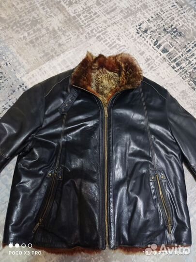 Кожаная куртка с натуральным мехом
