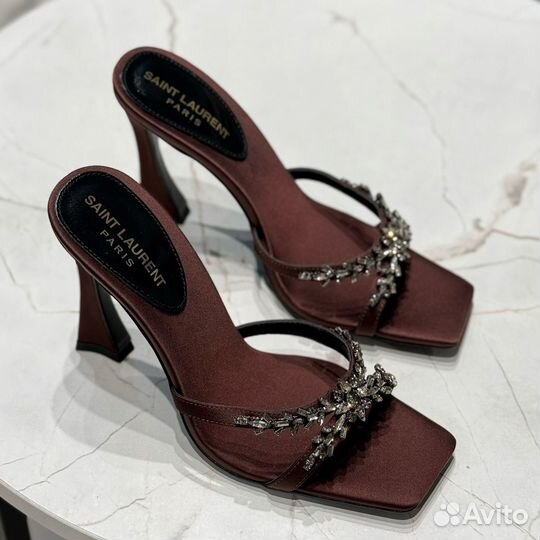 Шлепки на платформе женские Saint laurent