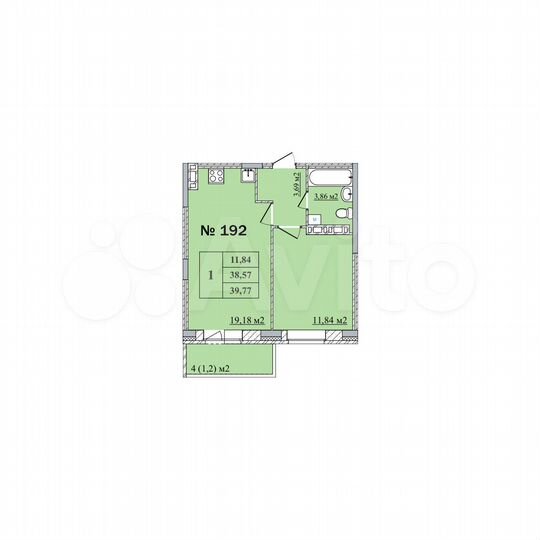 1-к. квартира, 39,8 м², 4/10 эт.