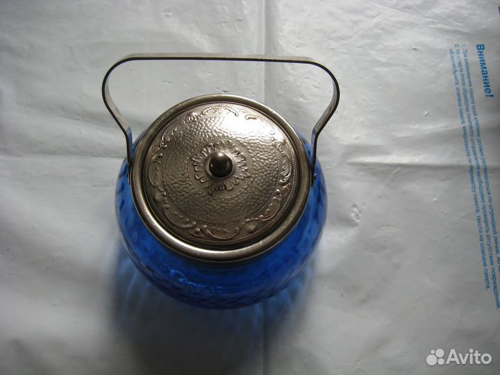 Сахарница СССР (синее стекло)