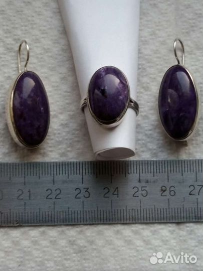 Тройка - серьги, кольцо 18.5