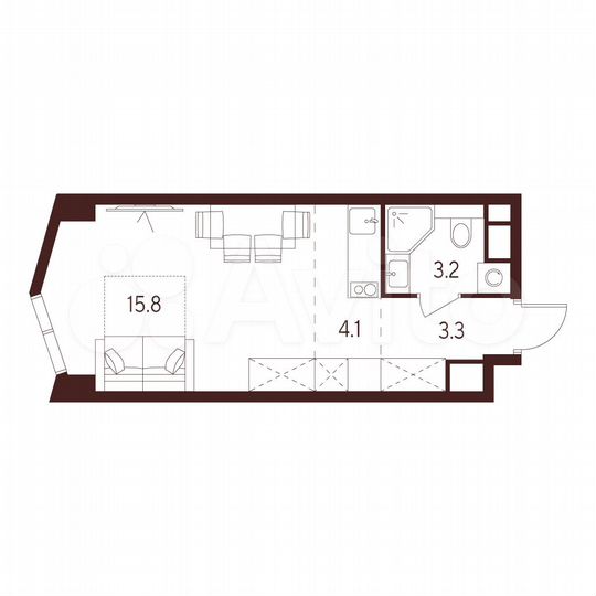 Квартира-студия, 26,4 м², 13/26 эт.
