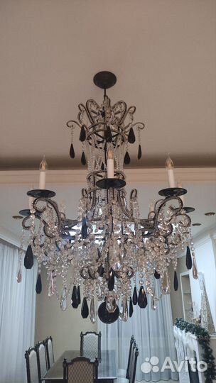 Люстра потолочная бу хрустальная 8 ламп 135х85 см