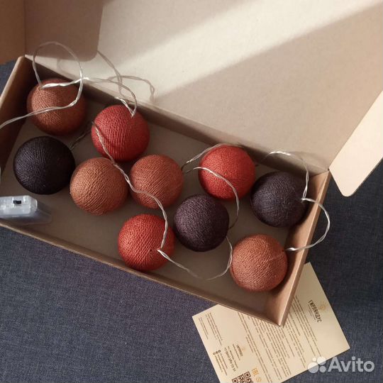 Гирлянда хлопковых шаров Гирдяндус на батарейках