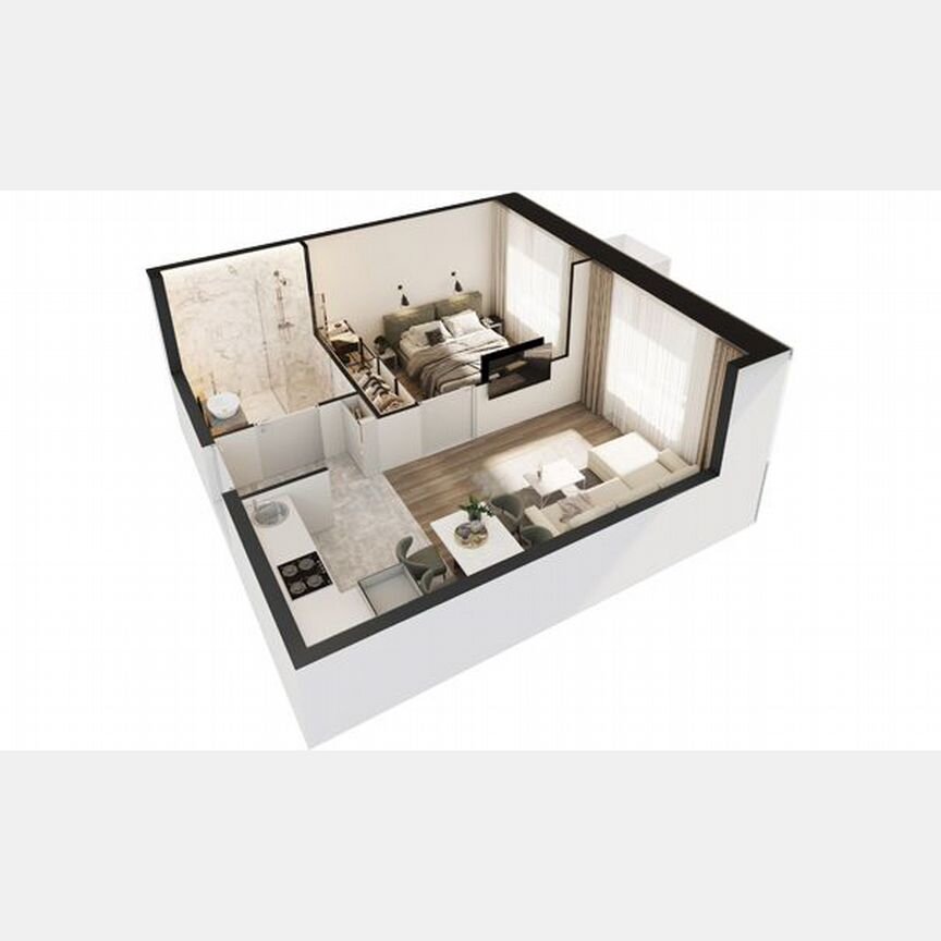 1-к. апартаменты, 39,4 м², 6/30 эт.