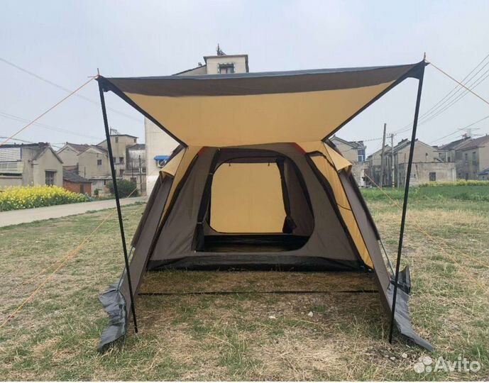 Туристическая палатка с тентом-навесом 2 слойная