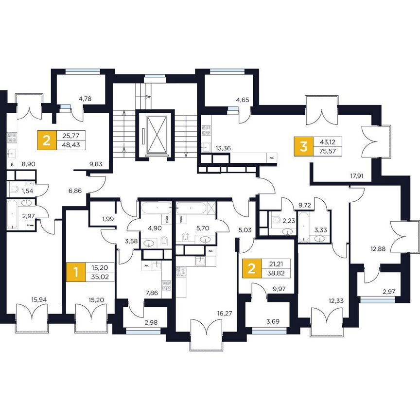 3-к. квартира, 75,6 м², 8/8 эт.