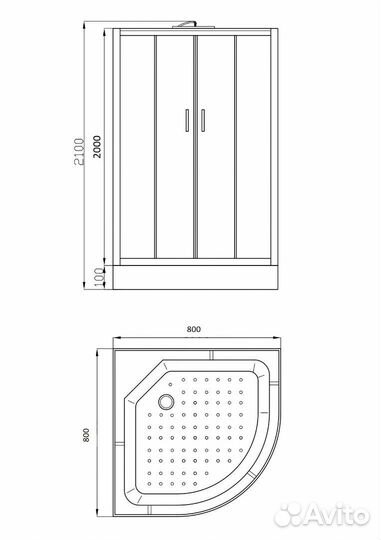 Душевая кабина Parly EB831 80x80 угловая с низким