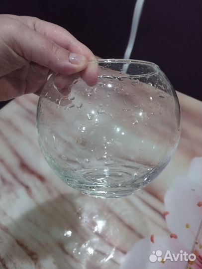 Аквариум круглый 1.5 л с ракушкой