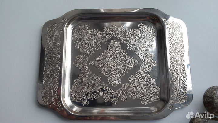 Рюмки с мельхиор. подносом, 80 год, ручная работа