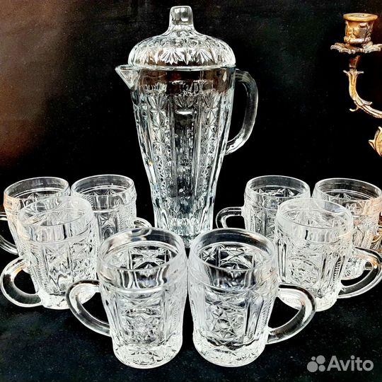 Старинный набор для вина,напитков хрусталь СССР