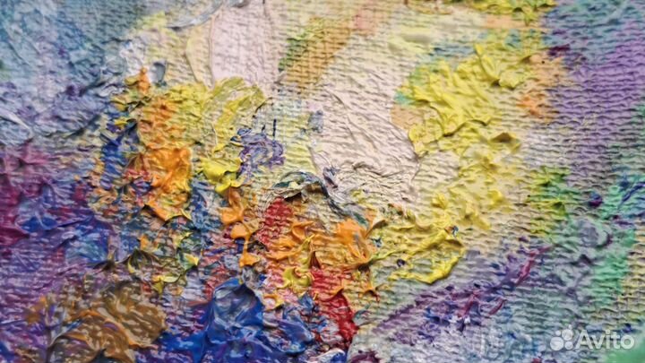 Картина маслом 14см цветок ирис абстракция