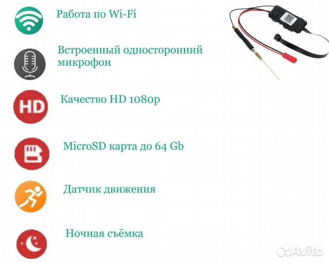 Мини камера Wi-Fi на шлейфе/ Удаленный просмотр