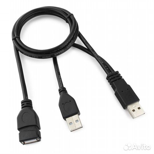 Удлинитель USB 0,9 м с доп питанием USB