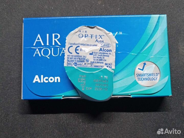 Линзы Alcon Air optix Aqua, 4 шт., R 8,6, D -3,75