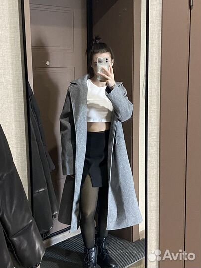 Пальто женское серое