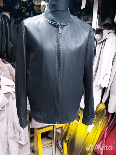 Мужская кожаная куртка Бомбер