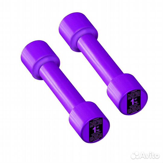 Гантеля 1 кг пластиковая оболочка спорт фитнес жим