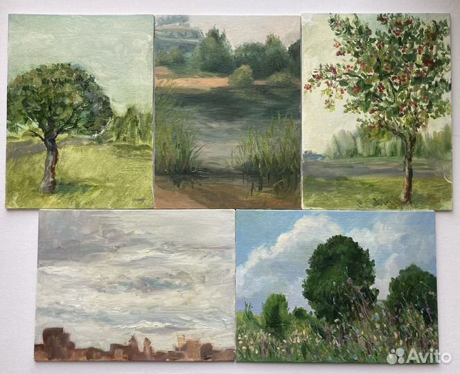 Пленэр пейзажи этюды 15*15 и 15*20см от автора