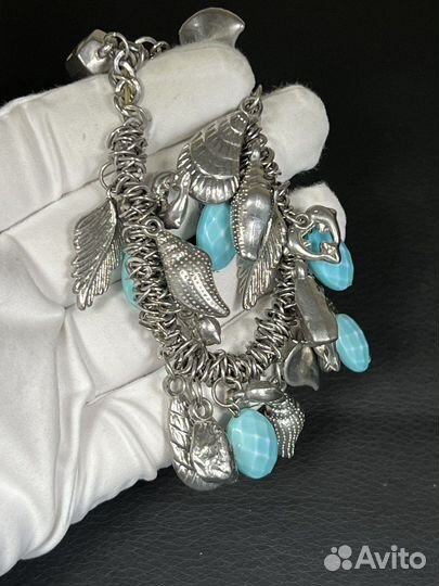 Браслет женский с подвесами серебряный метал