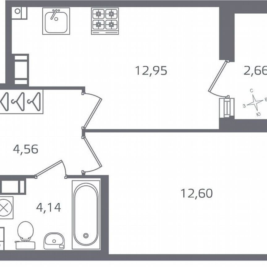 1-к. квартира, 35,6 м², 6/17 эт.