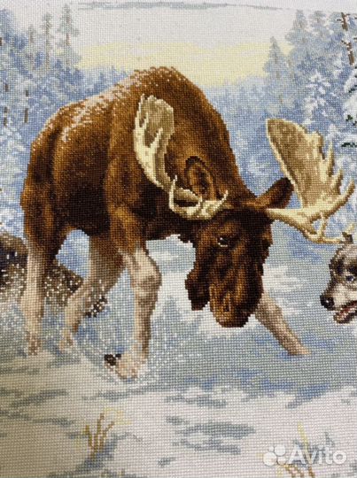 Картина вышитая крестом (48х30см) без рамы