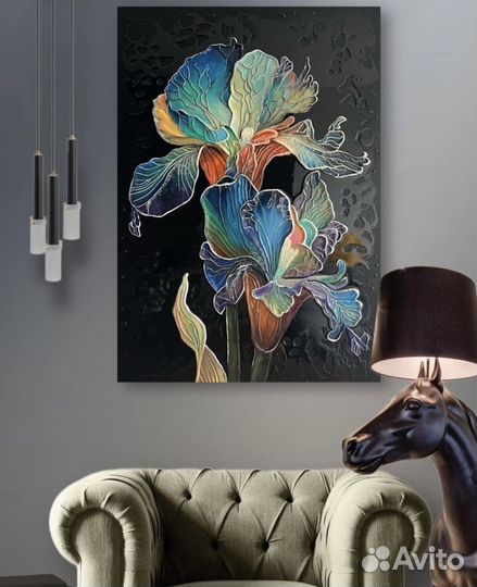 Картина абстрактная с цветами