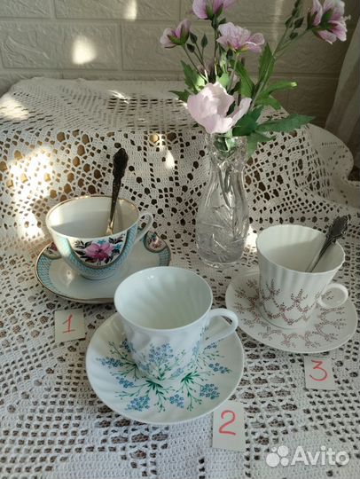 Чайные пары,чашки,бокалы фарфор