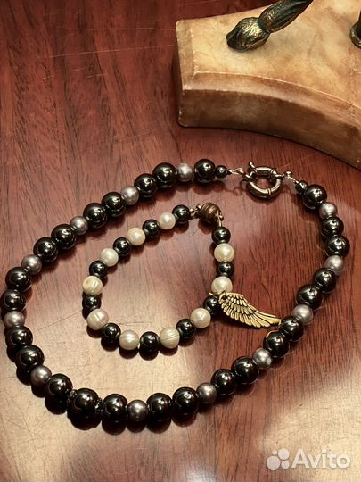 Ожерелье и браслет с речным жемчугом