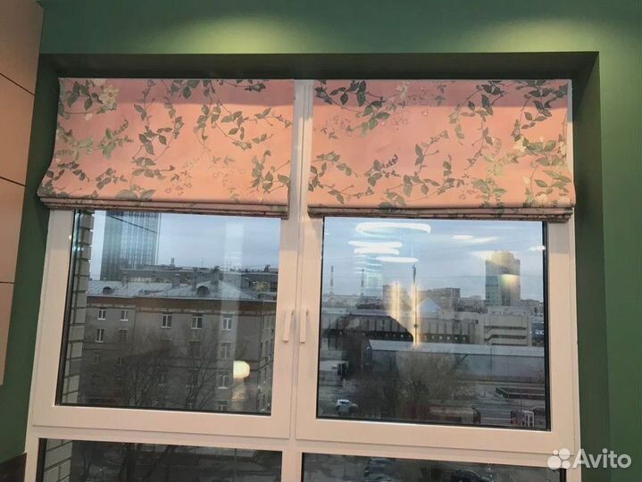 Римская штора с тюлевой тканью