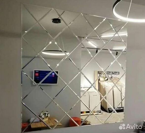 Зеркало панно ромбики настенной