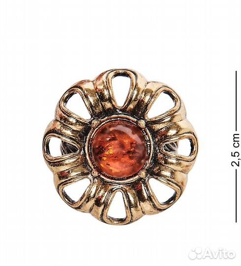 Кольцо Василек (латунь, янтарь) A2161261