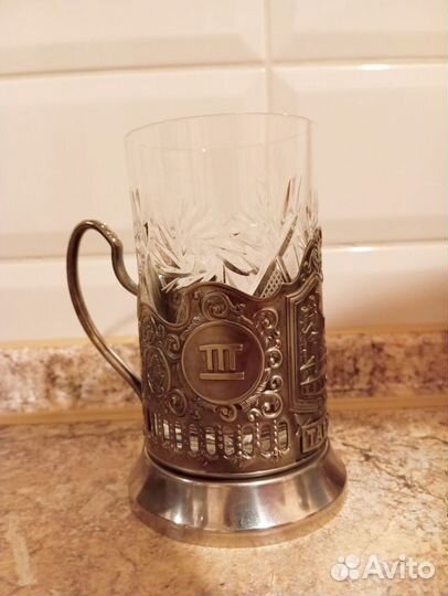 Хрустальный стакан и подстаканник Таврия