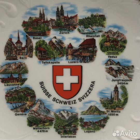 Декоративная настенная тарелка Швейцария, винтаж