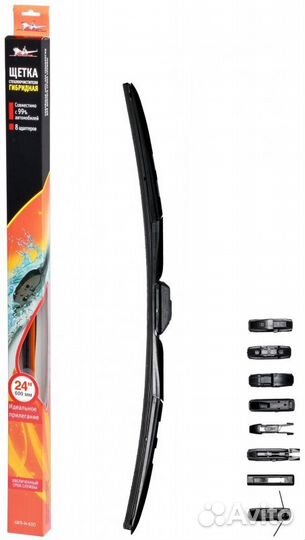 Щетка стеклоочистителя гибридная 600мм 3 адаптера