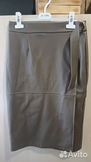 Кожаная юбка с запахом