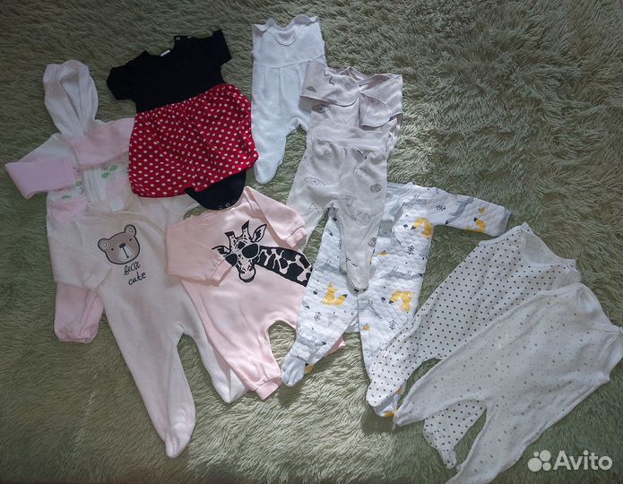 Детские вещи пакетом от 0 до года для девочки
