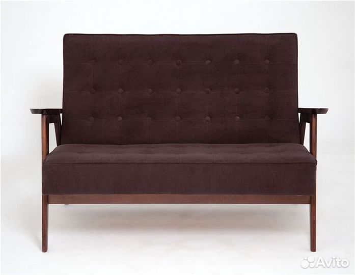 Диван двухместный ретро (темный тон / RS32 - корич