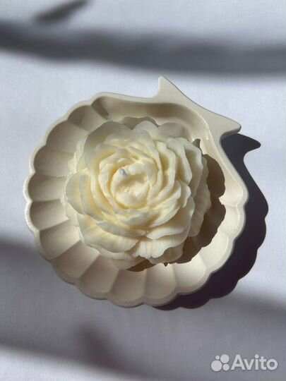 Подставка Ракушка и Ароматическая свеча Пион