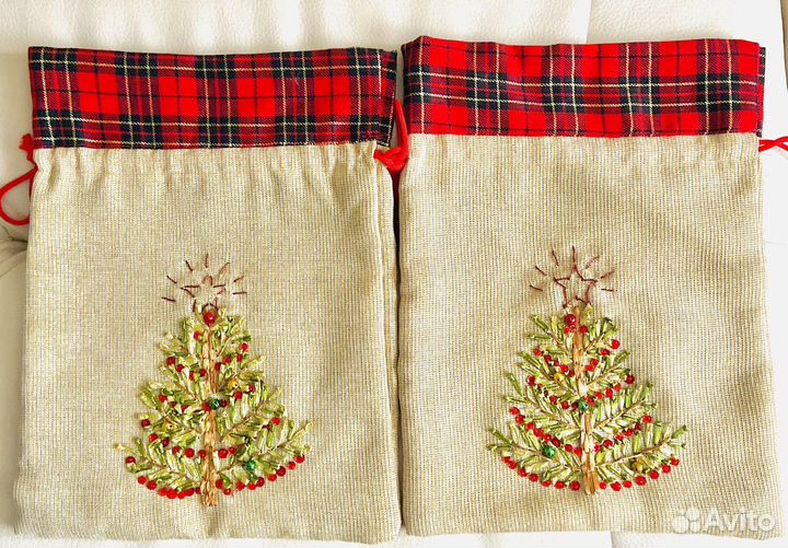 Льняные мешочки для новогодних подарков