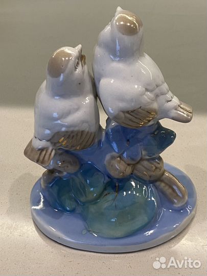 Статуэтка СССР Воробьи фарфор Старая Гжель