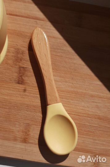 Силиконовая тарелка детская с ложкой на присоске