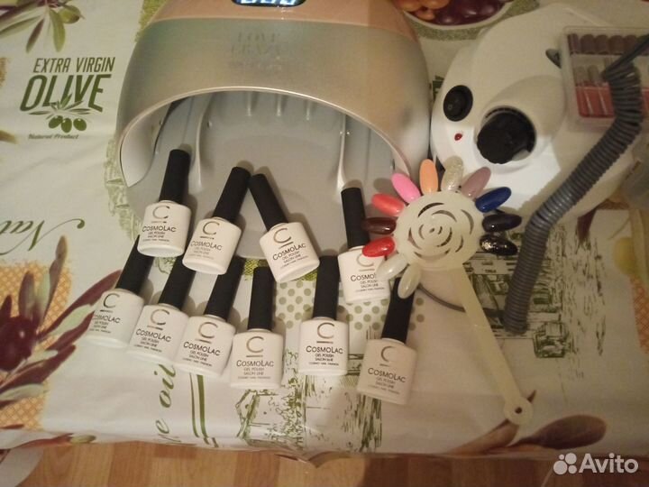 Новый набор лампа,машинка 10 гель лаков