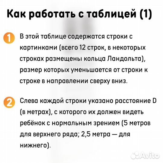 Таблица Орловой для проверки зрения 480х300 мм кре