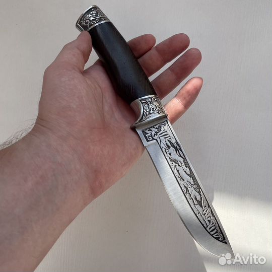 Нож с гравировкой Волк,ножны