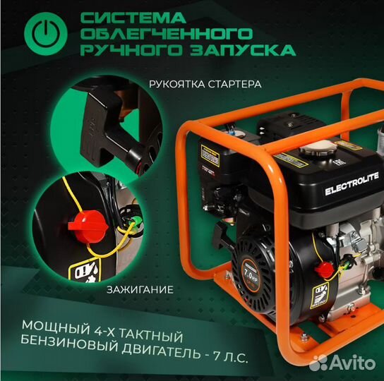 Бензиновая мотопомпа electrolite GP-50 Новая