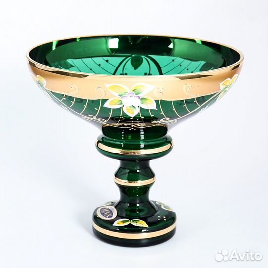 Вазы bohemia star crystal зеленая лепка Чехия