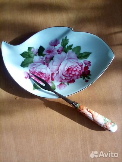 Тарелка для лимона с вилочкой новая в упаковке