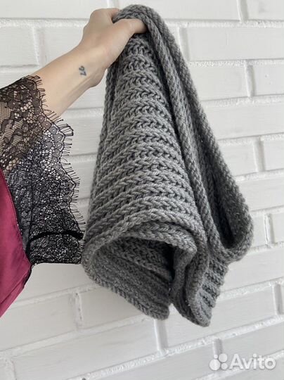 Снуд вязаный серый новый